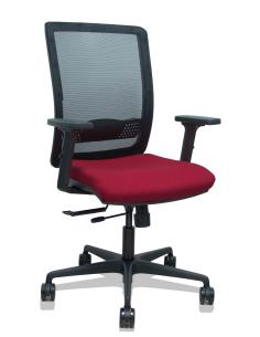 Piqueras y Crespo Silla Haches traslack malla negra asiento bali granate brazos 2D ruedas 65mm