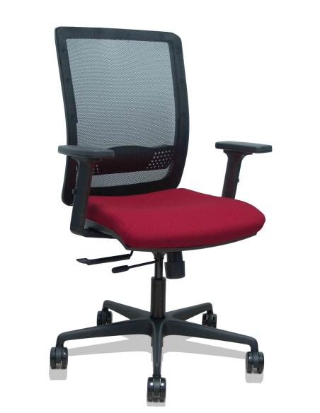 Piqueras y Crespo Silla Haches traslack malla negra asiento bali granate brazos 2D ruedas 65mm