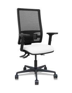 Piqueras y Crespo Silla Bormate asincro malla negra asiento bali blanco brazos 2D ruedas 65mm