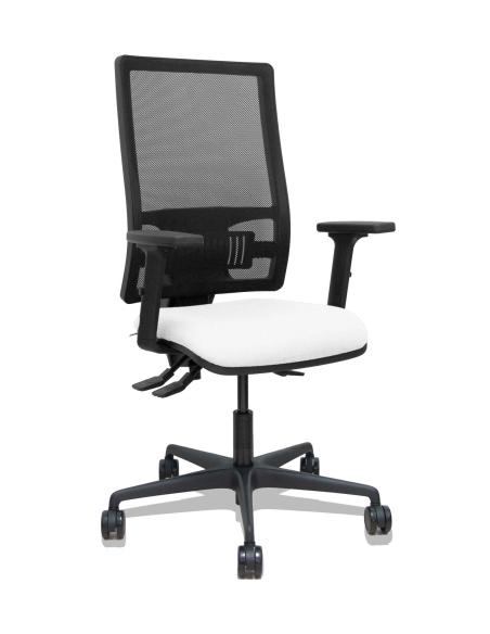 Piqueras y Crespo Silla Bormate asincro malla negra asiento bali blanco brazos 2D ruedas 65mm