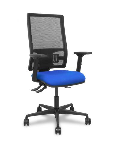 Piqueras y Crespo Silla Bormate asincro malla negra asiento bali azul brazos 2D ruedas 65mm