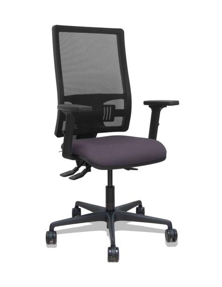 Piqueras y Crespo Silla Bormate asincro malla negra asiento bali gris oscuro brazos 2D ruedas 65mm