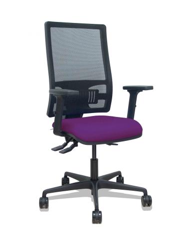Piqueras y Crespo Silla Bormate asincro malla negra asiento bali morado brazos 2D ruedas 65mm