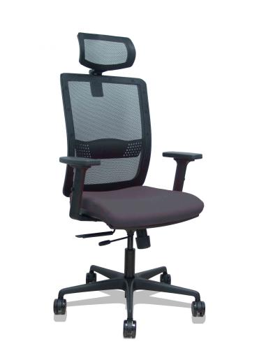Piqueras y Crespo Silla Haches traslack malla negra asiento bali gris oscuro brazos 2D ruedas 65mm cabecero regulable