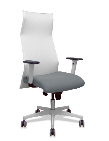 Piqueras y Crespo Sillón Sahuco blanco bali gris brazos blancos base blanca ruedas parqué 65mm