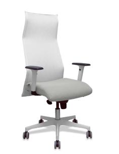 Piqueras y Crespo Sillón Sahuco blanco bali gris claro brazos blancos base blanca ruedas parqué 65mm