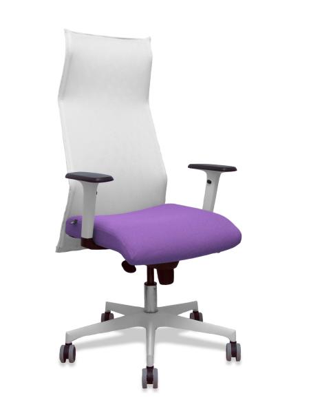 Piqueras y Crespo Sillón Sahuco blanco bali lila brazos blancos base blanca ruedas parqué 65mm