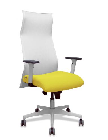 Piqueras y Crespo Sillón Sahuco blanco bali amarillo brazos blancos base blanca ruedas parqué 65mm