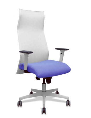 Piqueras y Crespo Sillón Sahuco blanco bali azul claro brazos blancos base blanca ruedas parqué 65mm