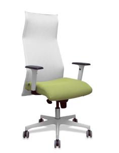 Piqueras y Crespo Sillón Sahuco blanco bali verde oliva brazos blancos base blanca ruedas parqué 65mm