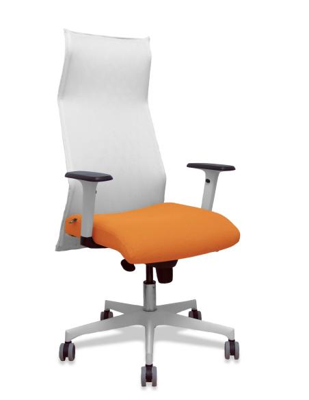 Piqueras y Crespo Sillon Sahuco blanco bali naranja brazos blancos base blanca ruedas parque 65mm
