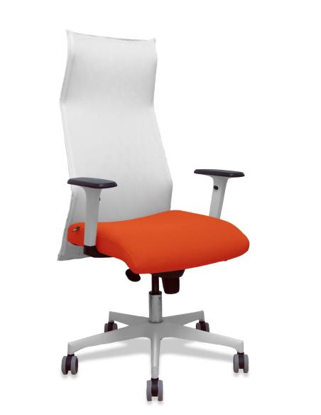 Piqueras y Crespo Sillon Sahuco blanco bali naranja oscuro brazos blancos base blanca ruedas parque 65mm