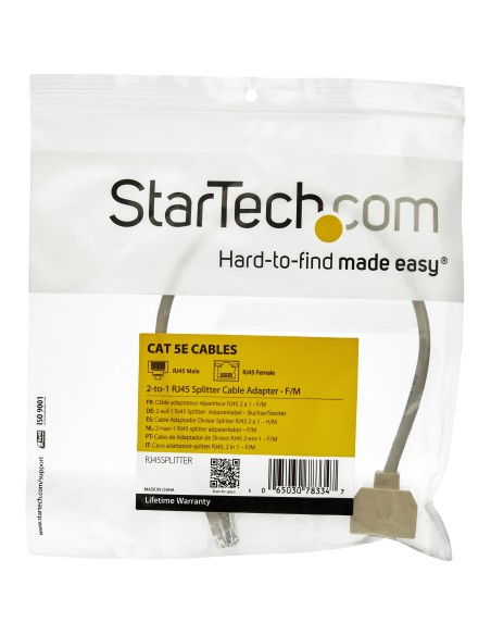 SPLITTER RJ45 MACHO A 2 RJ45 HEMBRA STARTECH RJ45SPLITTER