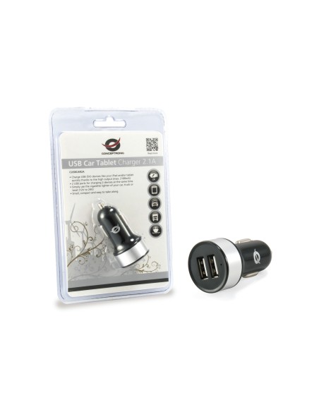 CARGADOR COCHE 2 PTOS USB CONCEPTRONIC NEGRO CUSBCAR2A