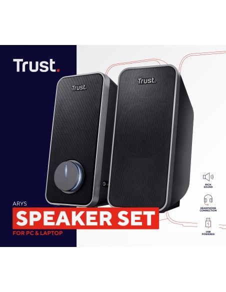 ALTAVOCES TRUST ARYS  2.0 14W RMS USB - COLOR NEGRO 20179