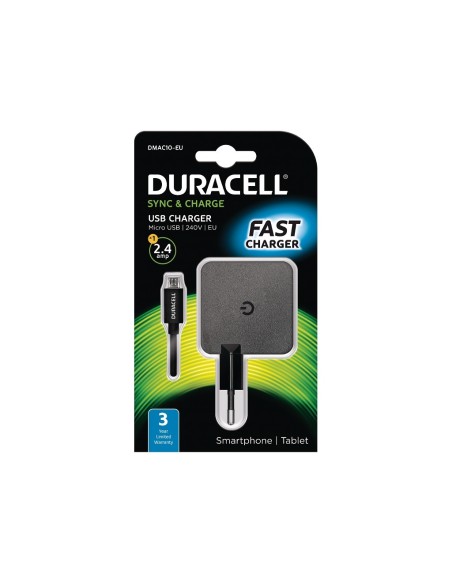 CARGADOR PARED DURACELL 1XUSB 5V 2.4A CABLE MICRO USB DMAC10-EU