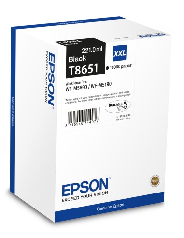 CARTUCHO TINTA EPSON NEGRO XXL T8651 COMPATIBLE CON WORKFORCE PRO WF C13T865140