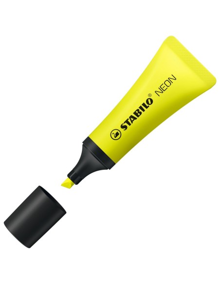 MARCADOR FLUORESCENTE STABILO TECNOLOGIA ANTI-SECADO 2 ANCHOS DE TRAZO 2+5MM NEON AMARILLO 72 24