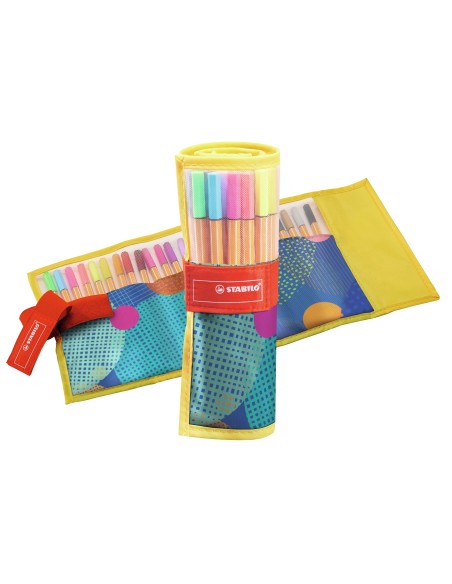 STABILO POINT 88 ROLLERSET ESTUCHE 25 ROTULADORES PUNTA METALICA APTO PARA USO CON REGLAS Y PLANTILLAS TRAZO 0.4 MM 8825-07