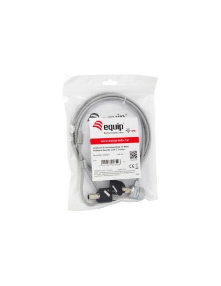 CABLE DE SEGURIDAD PARA PORTATIL EQUIP LIFE CON LLAVE 1.5M PLATA 245401