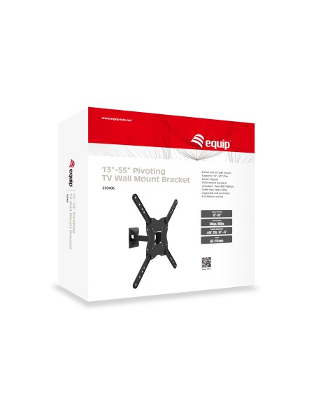 SOPORTE TV EQUIP PARED PARA PANTALLAS DE 13P A 55P BRAZO INCLINABLE Y GIRATORIO NEGRO 650406