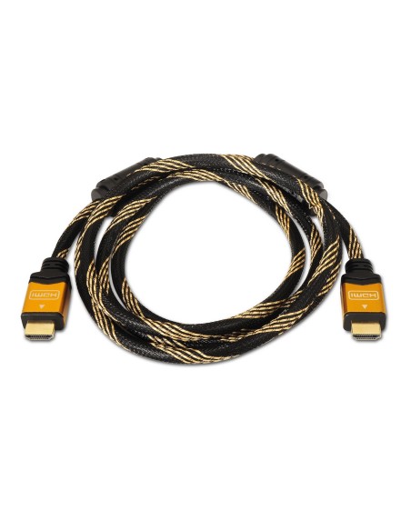CABLE AISENS HDMI MACHO A HDMI MACHO ALTA VELOCIDAD CON ETHERNET V1.4 MULTIPLE APANTALLAMIENTO CONECTORES BLINDADOS ORO 1M NEGRO