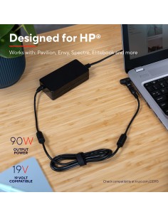 CARGADOR TRUST MAXO PARA PORTATIL HP 90W 4 CONECTORES DISEÍ?O COMPACTO SISTEMA PROTECCION INTELIGENTE NEGRO 23393