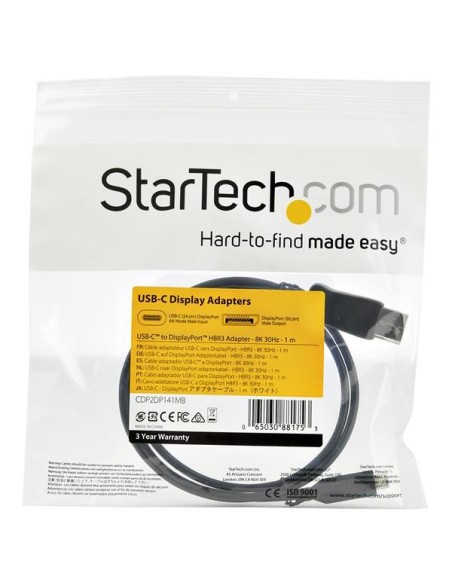 StarTech.com CDP2DP141MB adaptador de cable de vÍ­deo 1 m DisplayPort USB Tipo C Negro