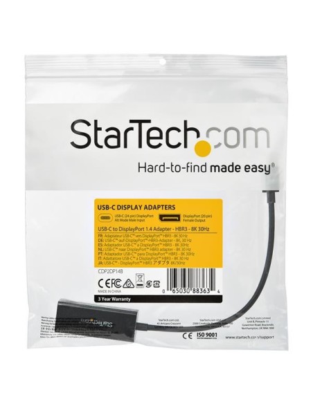 StarTech.com Adaptador Gráfico USB-C a DisplayPort - 8K 30Hz negro