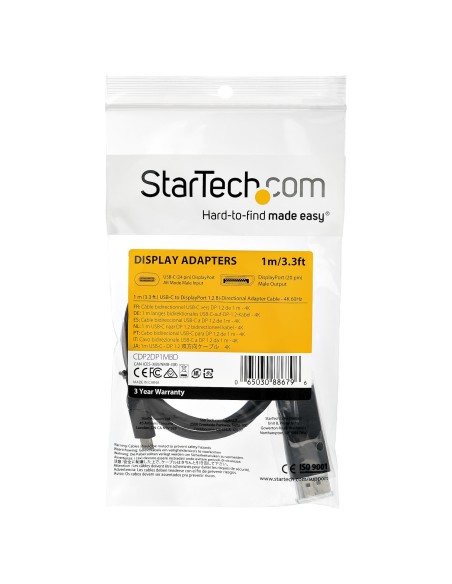 StarTech.com 1m - Cable USB-C a DisplayPort 1.2 - Bidireccional negro