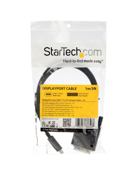 StarTech.com Cable Adaptador Conversor USB-C a DVI - 1m - 1920x1200 negro