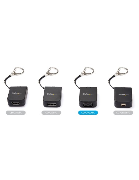 StarTech.com Adaptador Portátil USB-C a VGA con Llavero de Conexión Rápida negro