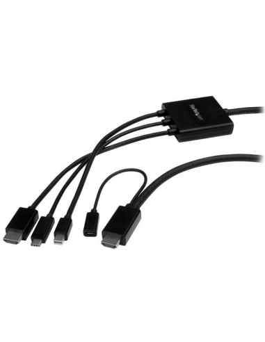 StarTech.com Cable Conversor USB-C a HDMI + Mini DisplayPort + USB tipo C  - 2m negro