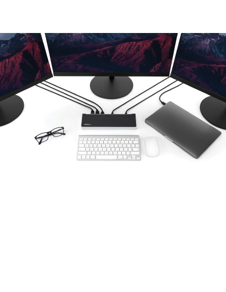 StarTech.com Docking station USB-C para Tres Monitores 4K con 5x Puertos USB 3.0 negro plata