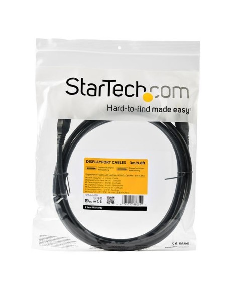 StarTech.com Cable de 3m DisplayPort 1.4 Macho a Macho - Certificado VESA Negro
