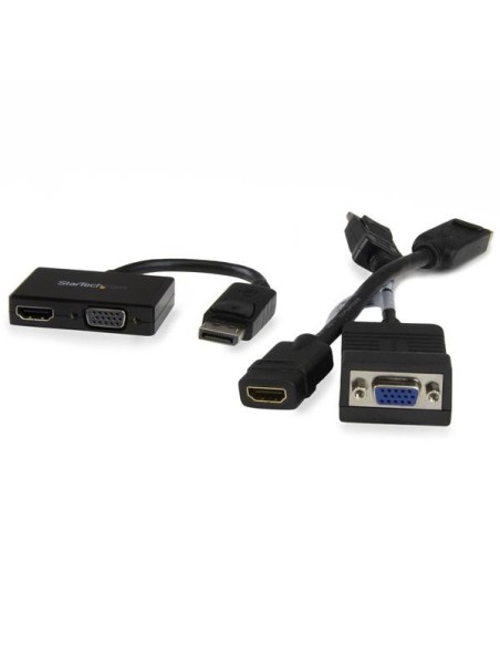StarTech.com Adaptador DP de Audio VÍ­deo para Viajes - Conversor DisplayPort a HDMI o VGA - 1920x1200 1080p Negro