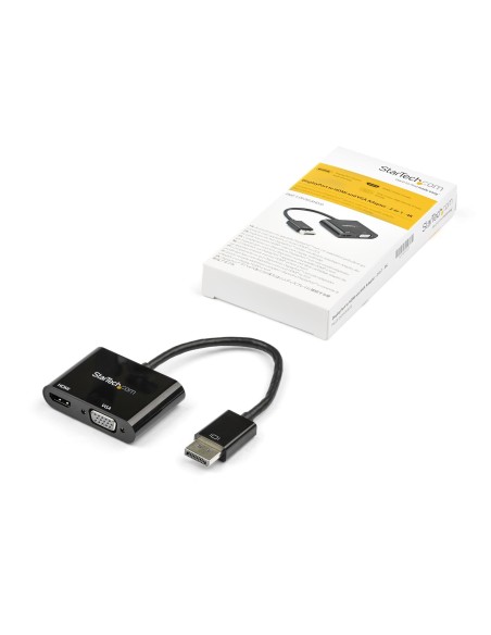StarTech.com Adaptador DisplayPort a HDMI y VGA - 4K 60Hz Negro