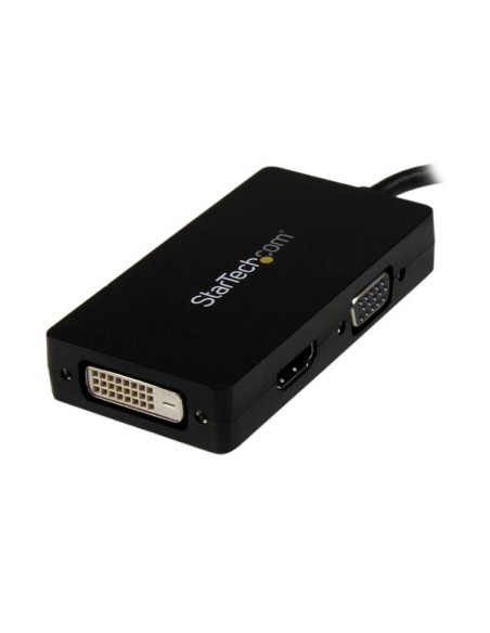 StarTech.com Adaptador Conversor DisplayPort a VGA DVI o HDMI - Convertidor A V 3 en 1 para viajes Negro