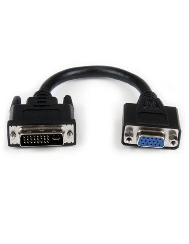 StarTech.com Adaptador Conversor de 20cm DVI-I a VGA - DVI-I Macho - HD15 Hembra - Cable Convertidor Negro