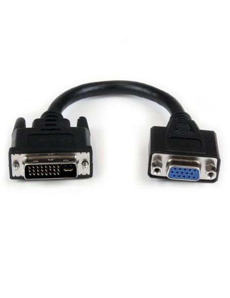 StarTech.com Adaptador Conversor de 20cm DVI-I a VGA - DVI-I Macho - HD15 Hembra - Cable Convertidor Negro