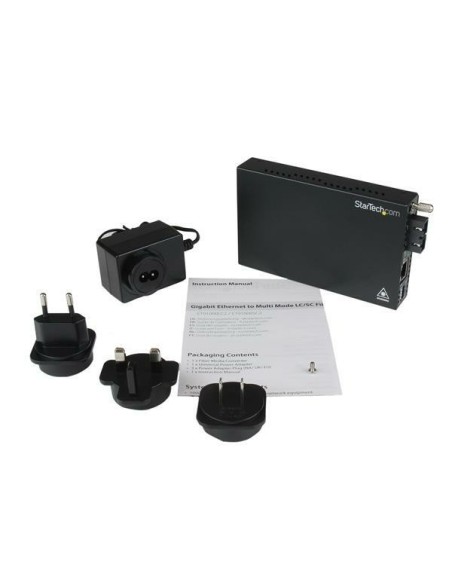 StarTech.com Conversor de Medios Gigabit Ethernet a Fibra Multi Modo Conector SC - 550m Negro