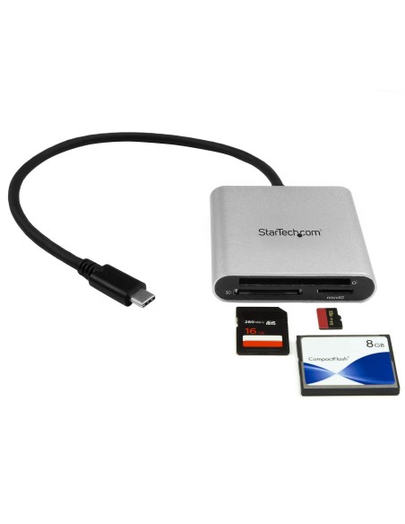 StarTech.com Lector Grabador USB 3.0 de Tarjetas de Memoria SD, Micro SD, CompactFlash - Adaptador USB-C a Tarjetas Flash Negro 