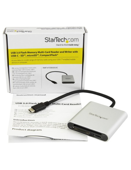 StarTech.com Lector Grabador USB 3.0 de Tarjetas de Memoria SD, Micro SD, CompactFlash - Adaptador USB-C a Tarjetas Flash Negro 