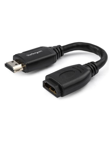 StarTech.com Cable de 15cm de Extensión Alargador HDMI 2.0 de Alta Velocidad - Extensor de Puertos - 4K de 60Hz - Negro