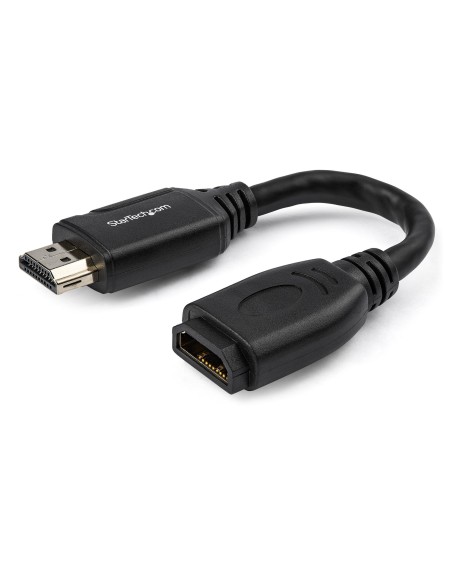 StarTech.com Cable de 15cm de Extensión Alargador HDMI 2.0 de Alta Velocidad - Extensor de Puertos - 4K de 60Hz - Negro