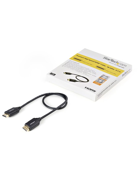 StarTech.com Cable de 0,5m HDMI de alta velocidad premium con Ethernet - 4K 60Hz - Cable para Blu-Ray UltraHD 4K 2.0 - Negro
