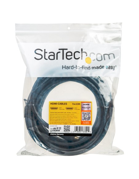 StarTech.com Cable HDMI de alta velocidad premium con Ethernet - 4K 60Hz - Cable para Blu-Ray UltraHD 4K 2.0 - Macho a Macho - 7