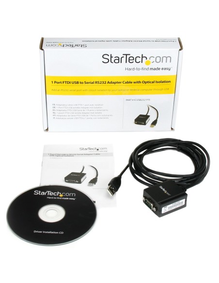 StarTech.com Cable Adaptador USB a Puerto Serie Serial RS232 DB9 FTDI Aislamiento Í?ptico - Negro