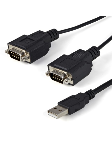 StarTech.com Cable USB a 2 Puertos Serie Serial RS232 DB9 Retención del Puerto de Asignación COM - 2.13m Negro