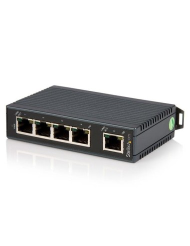 StarTech.com Switch Conmutador Industrial Ethernet de 5 Puertos RJ45 de Montaje en Carril DIN - Negro